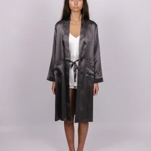 SILK DRESSING GOWN STORM CLOUD