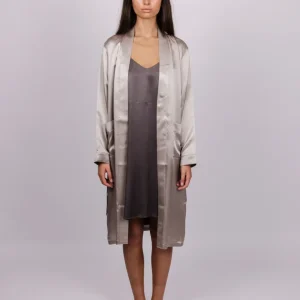 SILK DRESSING GOWN SILVER MIST