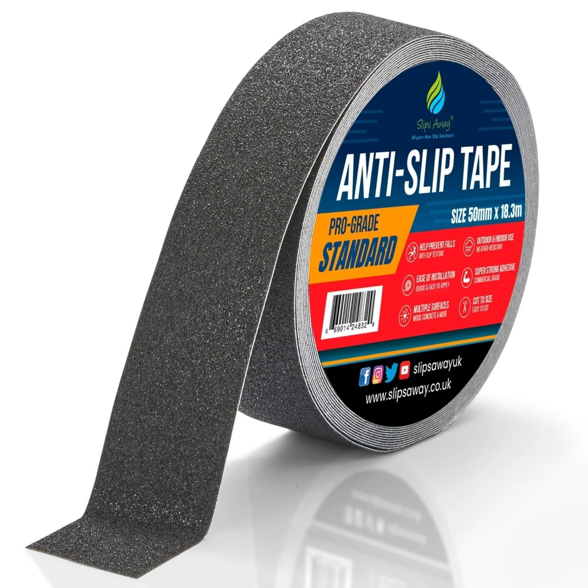 Black Anti-Slip Tape Roll – Pro Standard Grade Non-Slip Traction Tape for Indoor & Outdoor Use | 25mm–1000mm Wide